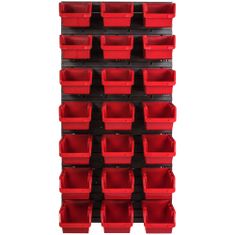 botle Nástenný panel na náradie 58 x 117 cm s 21 ks. Krabic zavesené Červené Boxy Skladovací systém