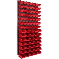 botle Nástenný panel na náradie 58 x 117 cm s 81 ks. Krabic zavesené Červené Boxy Skladovací systém