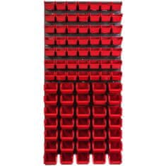 botle Nástenný panel na náradie 58 x 117 cm s 81 ks. Krabic zavesené Červené Boxy Skladovací systém