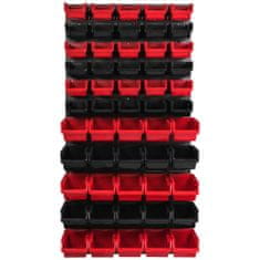 botle Nástenný panel na náradie 58 x 117 cm s 55 ks. Krabic zavesené Červené a Čierne Skladovací systém