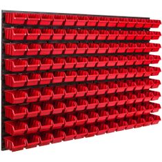 botle Úložný systém nástenný panel 115 x 78 cm s 126 ks. Krabic zavesené Červené Boxy Skladovací systém