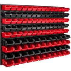 botle Závesný panel na náradie 115 x 78 cm s 114 ks. Krabic nástenné Červené a Čierne Boxy plastová