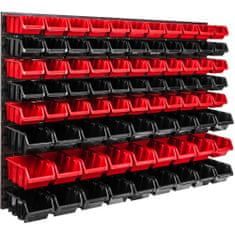 botle Závesný panel na náradie 115 x 78 cm s 82 ks. Krabic nástenné Červené a Čierne Boxy plastová