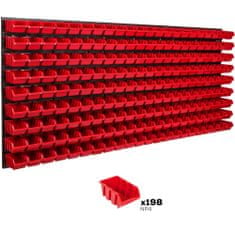 botle Nástenný panel na náradie 173 x 78 cm s 198 ks. Krabic zavesené Červené Skladovací systém XL