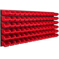 botle Nástenný panel na náradie 173 x 78 cm s 84 ks. Krabic zavesené Červené Skladovací systém XL