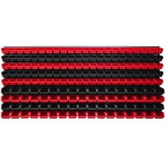 botle Závesný panel na náradie 173 x 78 cm s 178 ks. Krabic nástenné Červené a Čierne Boxy plastová XL
