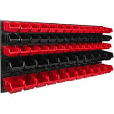 botle Závesný panel na náradie 173 x 78 cm s 64 ks. Krabic nástenné Červené a Čierne Boxy plastová XL