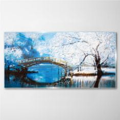 COLORAY.SK Skleneny obraz Zimné riečny strom most 120x60 cm