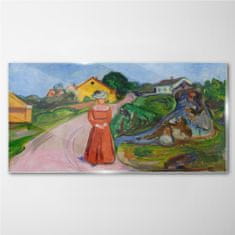 COLORAY.SK Skleneny obraz Žena v červených šatách 100x50 cm