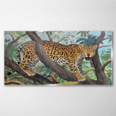 COLORAY.SK Skleneny obraz Džungľa strom zvieracie mačka 140x70 cm