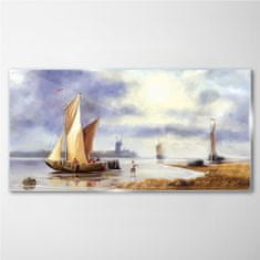 COLORAY.SK Skleneny obraz Maľovanie lodi rybár 120x60 cm