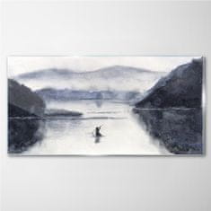 COLORAY.SK Skleneny obraz Akvarel lodí rybár 140x70 cm