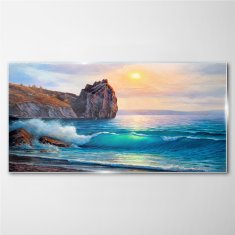 COLORAY.SK Skleneny obraz Maľovanie oceánu pobrežie 100x50 cm