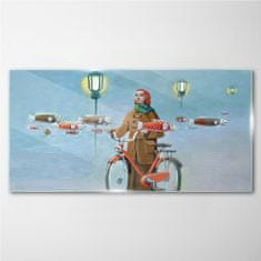 COLORAY.SK Skleneny obraz Maľovanie žien na bicykli hmla 140x70 cm