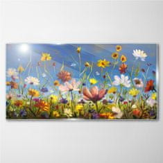 COLORAY.SK Skleneny obraz Maľovanie kvety lúka 140x70 cm