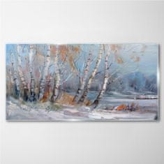 COLORAY.SK Skleneny obraz Maľovanie lesné strom zima 100x50 cm