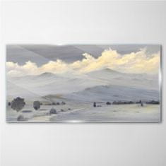 COLORAY.SK Skleneny obraz Zimné maľovanie hory mraky 100x50 cm
