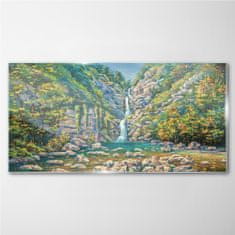 COLORAY.SK Skleneny obraz Maľovanie vodopádov stromov 140x70 cm