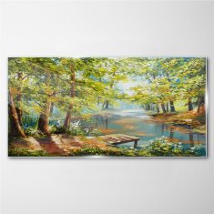 COLORAY.SK Skleneny obraz Maľovanie lesné rieka príroda 100x50 cm