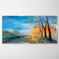 COLORAY.SK Skleneny obraz Maľovanie stromov parku lampy 140x70 cm