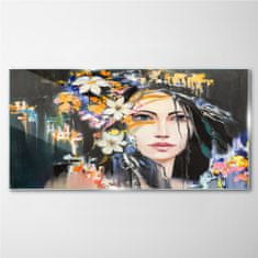COLORAY.SK Skleneny obraz Abstrakcie žena kvety 140x70 cm