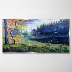 COLORAY.SK Skleneny obraz Abstrakcie strom jazero 140x70 cm