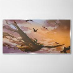 COLORAY.SK Skleneny obraz Fantasy abstrakcie vtákov 140x70 cm