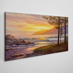 COLORAY.SK Obraz canvas Stromy vlny západu slnka 140x70 cm