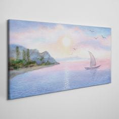 COLORAY.SK Obraz Canvas Aquarelle Boat Sea 120x60 cm