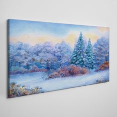 COLORAY.SK Obraz Canvas Akvarel Snow Strom les 140x70 cm