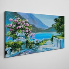 COLORAY.SK Obraz canvas Lake hory kvety 120x60 cm