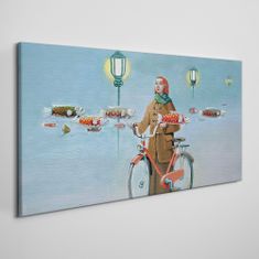 COLORAY.SK Obraz Canvas Maľovanie žien na bicykli hmla 120x60 cm