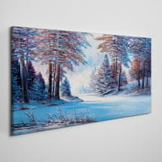 COLORAY.SK Obraz Canvas Maľovanie zimnej lesné stromy 140x70 cm