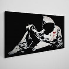 COLORAY.SK Obraz Canvas Nôž banksy čierna a biela 140x70 cm