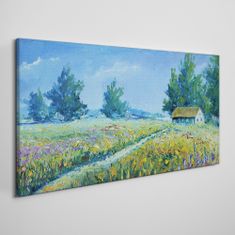 COLORAY.SK Obraz canvas Krajina krajina kvety Chata 120x60 cm