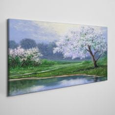 COLORAY.SK Obraz canvas Lake stromy kvety 120x60 cm