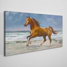 COLORAY.SK Obraz canvas Pláž pobrežie kone mora vlny 140x70 cm
