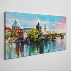 COLORAY.SK Obraz canvas Mesto rieka most obloha 140x70 cm