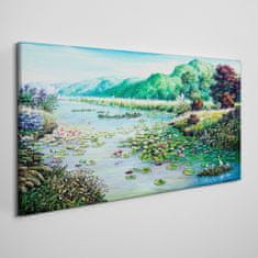 COLORAY.SK Obraz canvas Rieka kvety kvety kopca 140x70 cm
