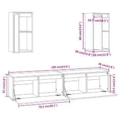 Vidaxl TV skrinky, 4 ks, čierne, masívne borovicové drevo