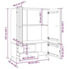 Vidaxl Skriňa tmavosivá 99x45x137 cm masívne borovicové drevo