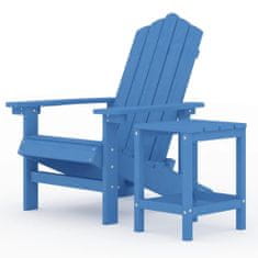 Vidaxl Záhradná stolička Adirondack so stolíkom HDPE aqua modrá