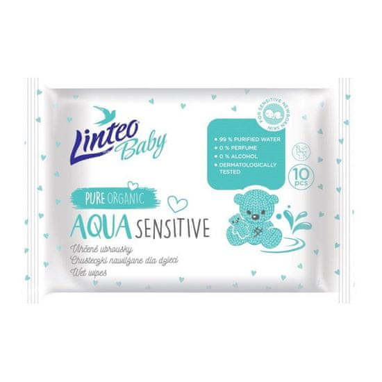 LINTEO Detské vlhčené obrúsky Baby AQUA SENSITIVE 10 ks