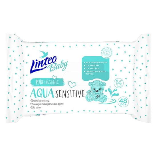 LINTEO Detské vlhčené obrúsky Baby AQUA SENSITIVE 48 ks