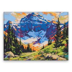 Malujsi Maľovanie podľa čísel - Hory vo farbách - 40x30 cm, bez dreveného rámu