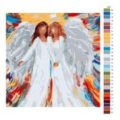 Malujsi Maľovanie podľa čísel - Dvaja anjeli vo farbách - 40x40 cm, bez dreveného rámu