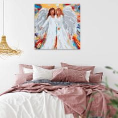 Malujsi Maľovanie podľa čísel - Dvaja anjeli vo farbách - 80x80 cm, plátno vypnuté na rám