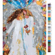 Malujsi Maľovanie podľa čísel - Dvaja anjeli vo farbách 02 - 60x80 cm, plátno vypnuté na rám