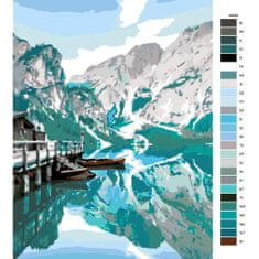 Malujsi Maľovanie podľa čísel - Horské jazero 02 - 80x120 cm, bez dreveného rámu