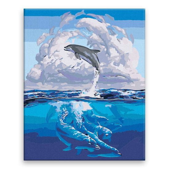 Malujsi Maľovanie podľa čísel - Šťastné delfíny - 40x50 cm, bez dreveného rámu